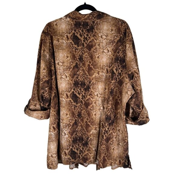 Lane Bryant Womens Size 26 / 28 Tunic Top 3/4 Sleeve Brown Snakeskin Print Stret - Picture 4 of 11